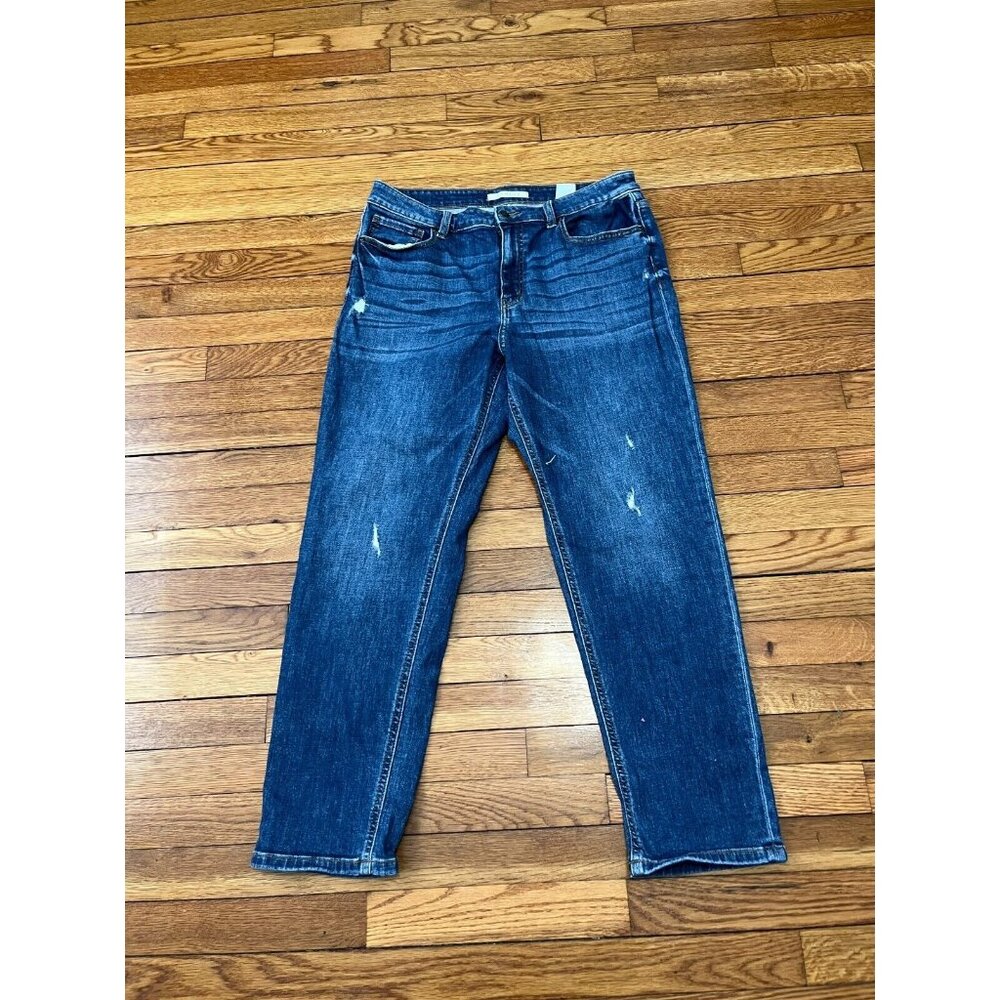 Eunina Women’s Frankie Low Rise Girlfriend Jeans Juniors Size 13 Dark Wash Blue